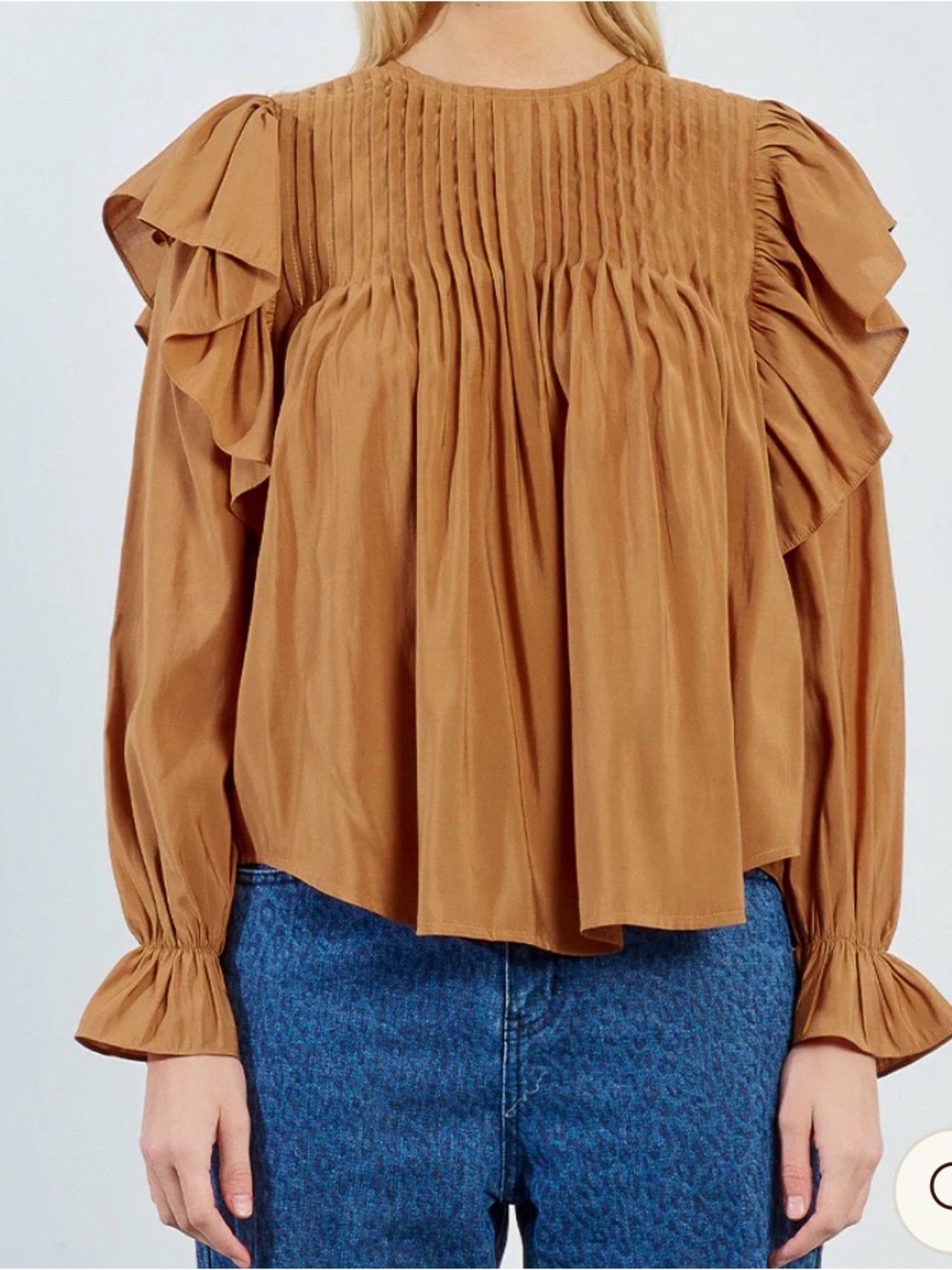LILI SIDONIO long sleeve ruffled blouse SZ L NWT